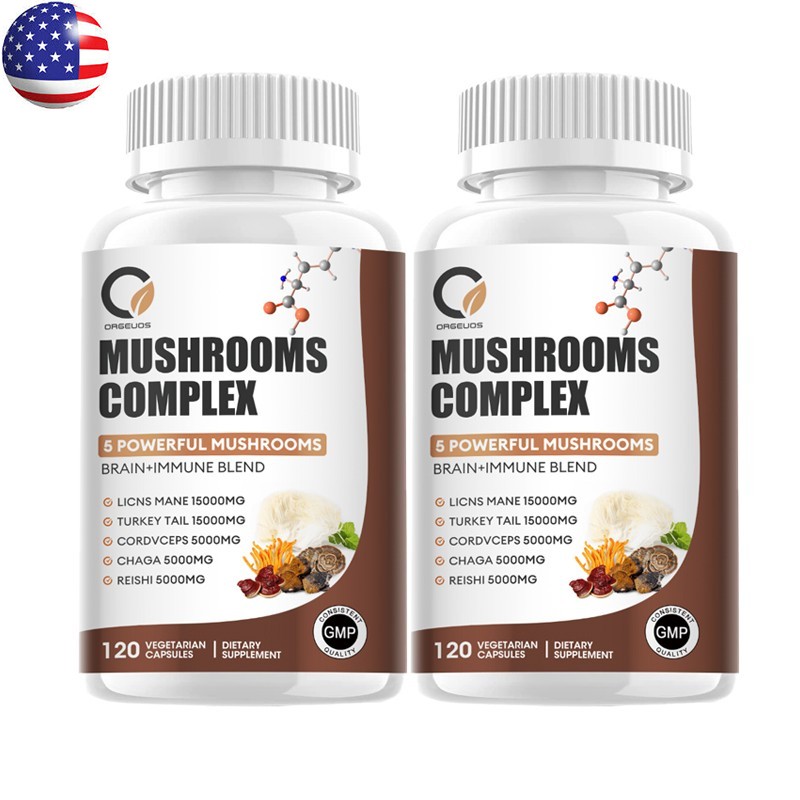 2 Pack Mushroom Complex Supplement | 90 Capsules | 8 Mushroom Blend