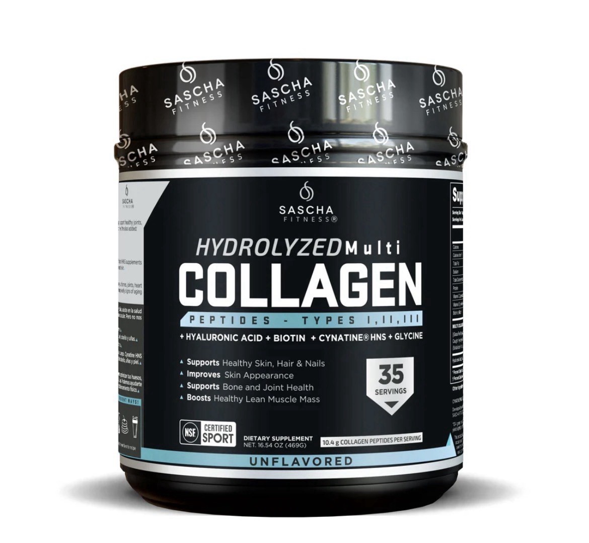 Sascha Fitness Hydrolyzed Multi Collagen Peptides Powder Unflavored 14.69 oz