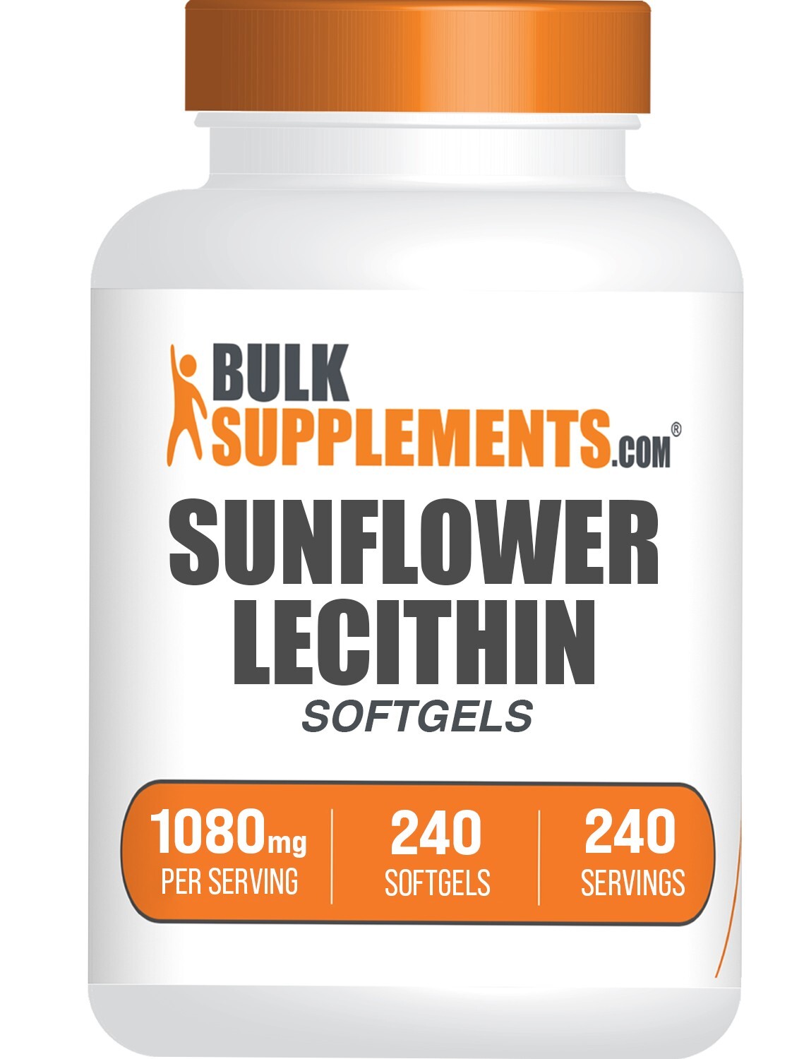 BulkSupplements Sunflower Lecithin 240 Softgels – 1080 mg Per Serving