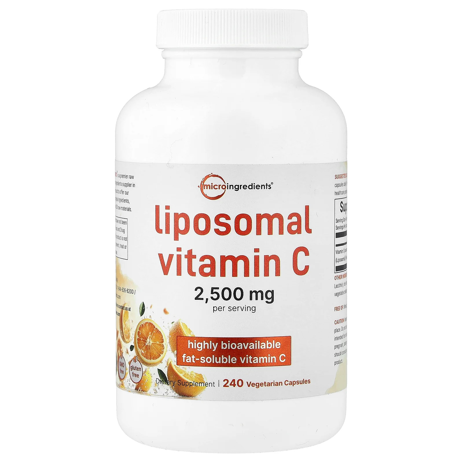 2 X Micro Ingredients, Liposomal Vitamin C, 240 Vegetarian Capsules (625 mg per