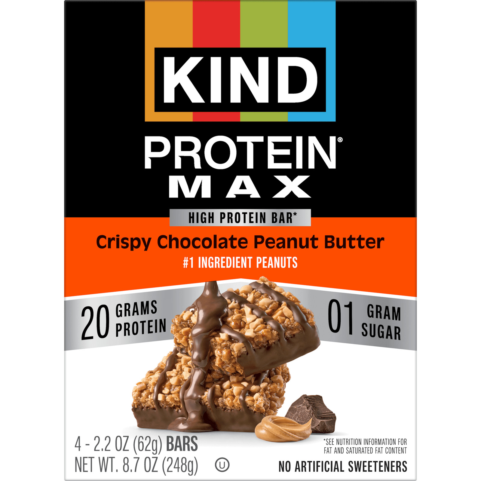 KIND, Gluten Free, Protein MAX, Crispy Chocolate Peanut Butter 20G Protein Bars,