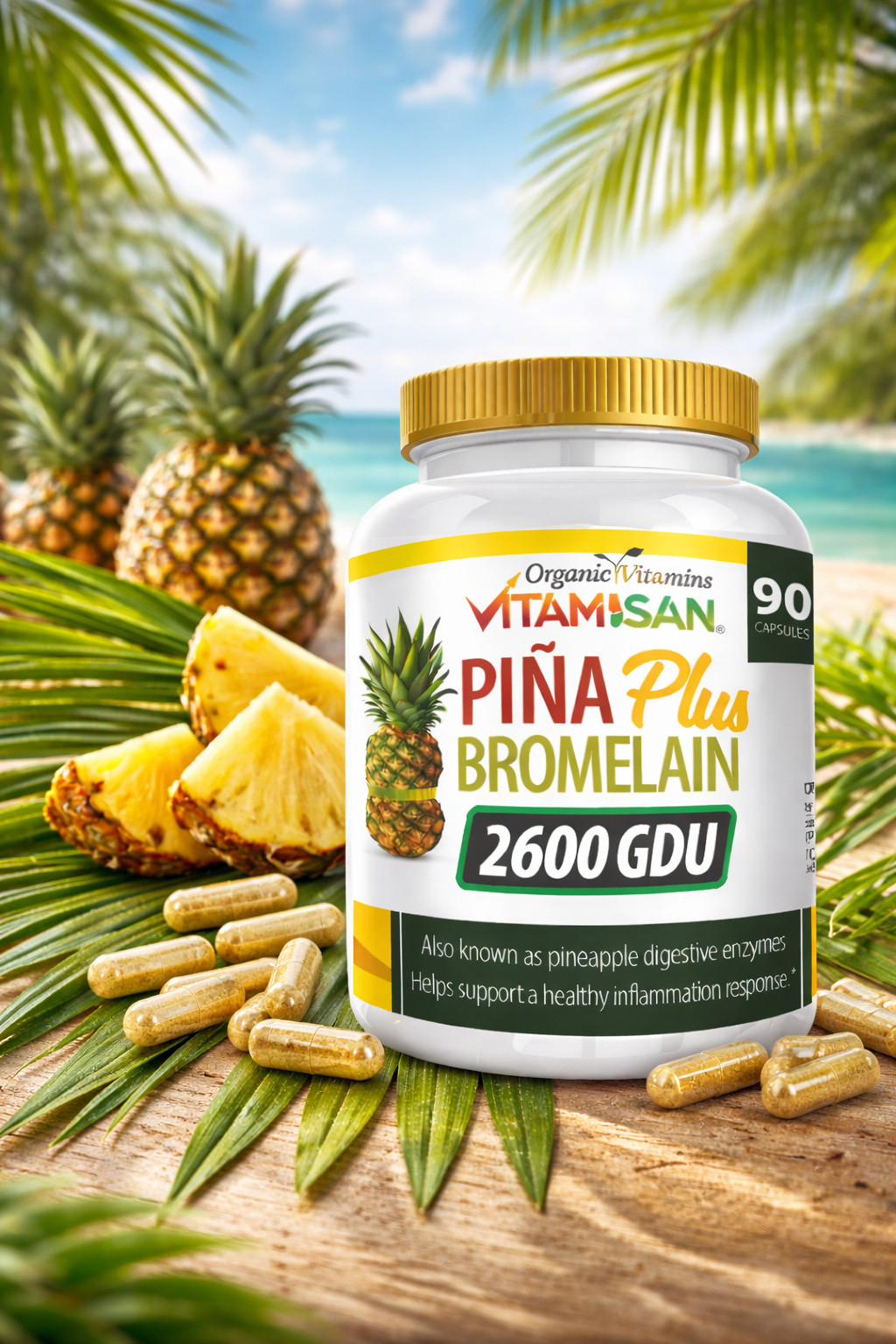 Ultra Strength Bromelain Pineapple Enzyme Bottle 2600g 90 Capsules Pills NoGMO