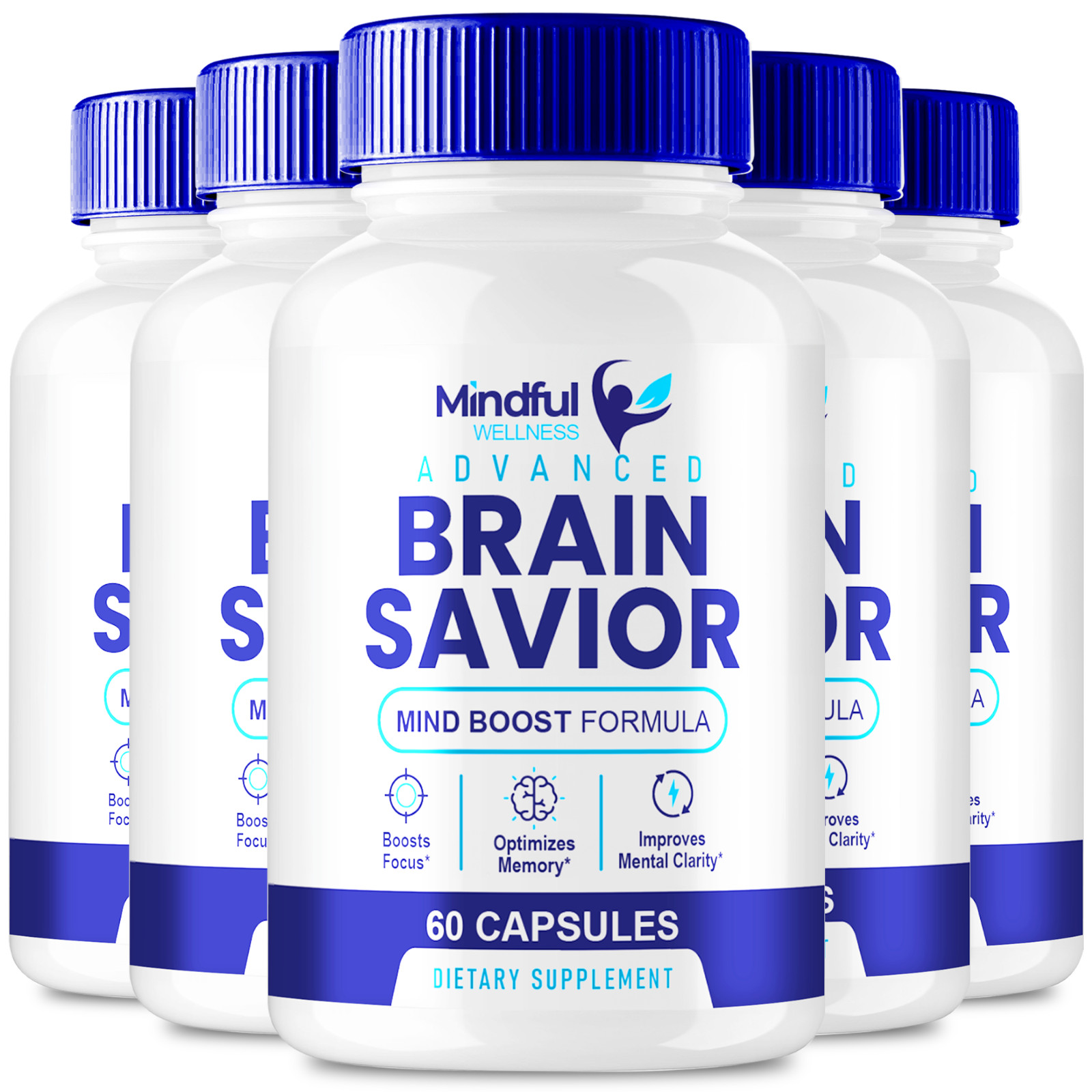 (5 Pack) Mindful Wellness Brain Savior Advanced Supplement Pills (300 Capsules)