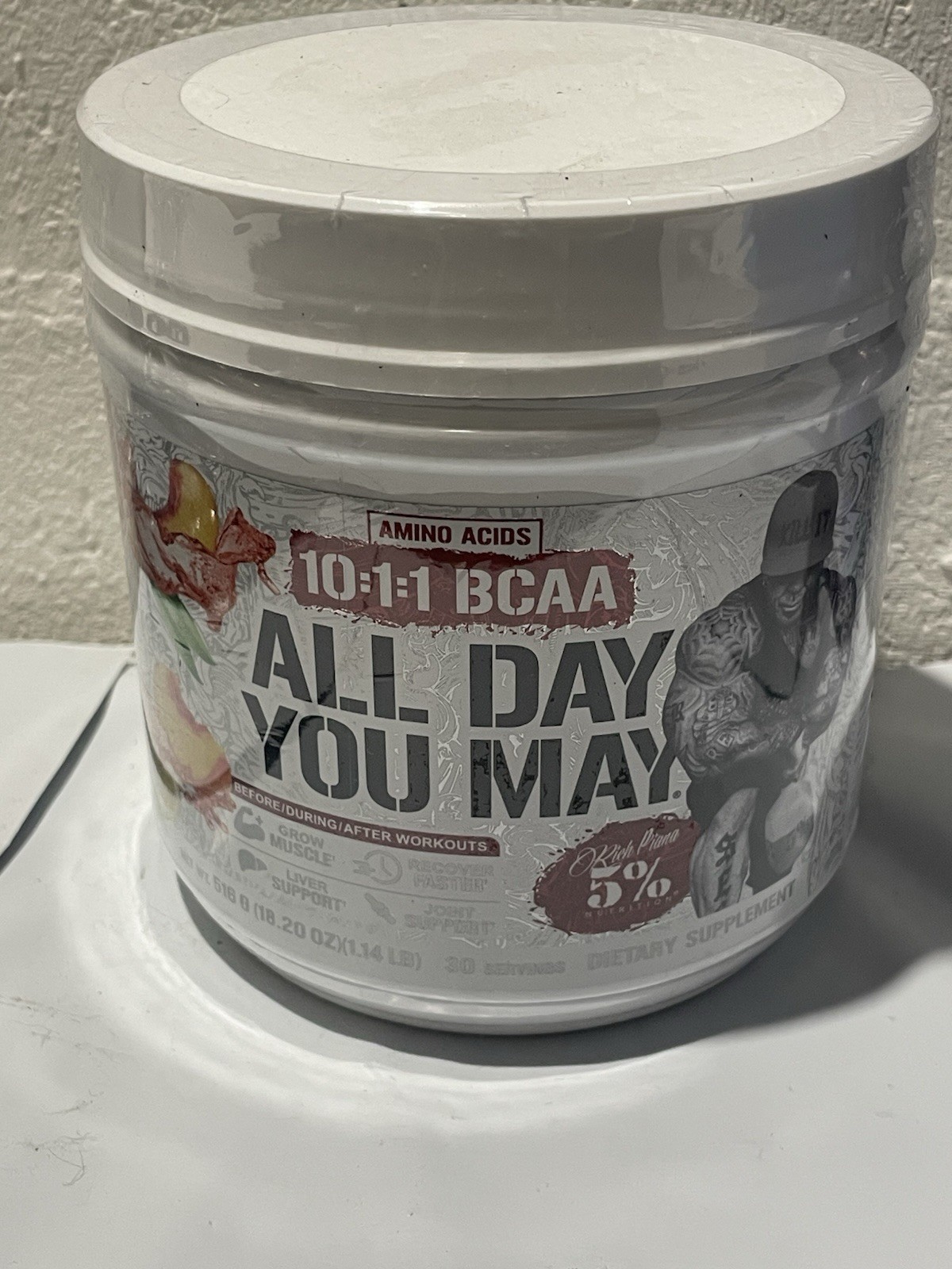 5% Nutrition All Day You May 10:1:1 BCAA Peach Tea Exp 10/2028