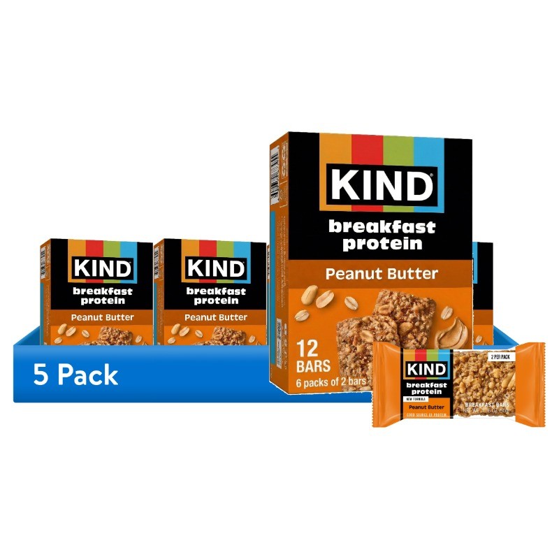 (5 pack) KIND Peanut Butter Breakfast Protein Bars, 6-Count, 1 Cardboard Box