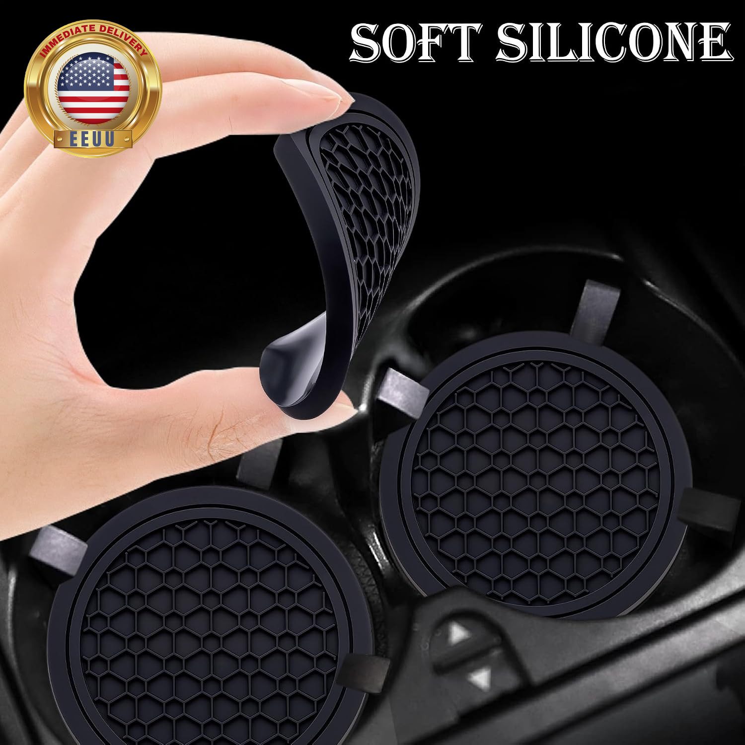 2-Piece Anti-Slip Car Cup Coaster Set – 2.75 Inch Auto Insert Drink Mats, Perfec