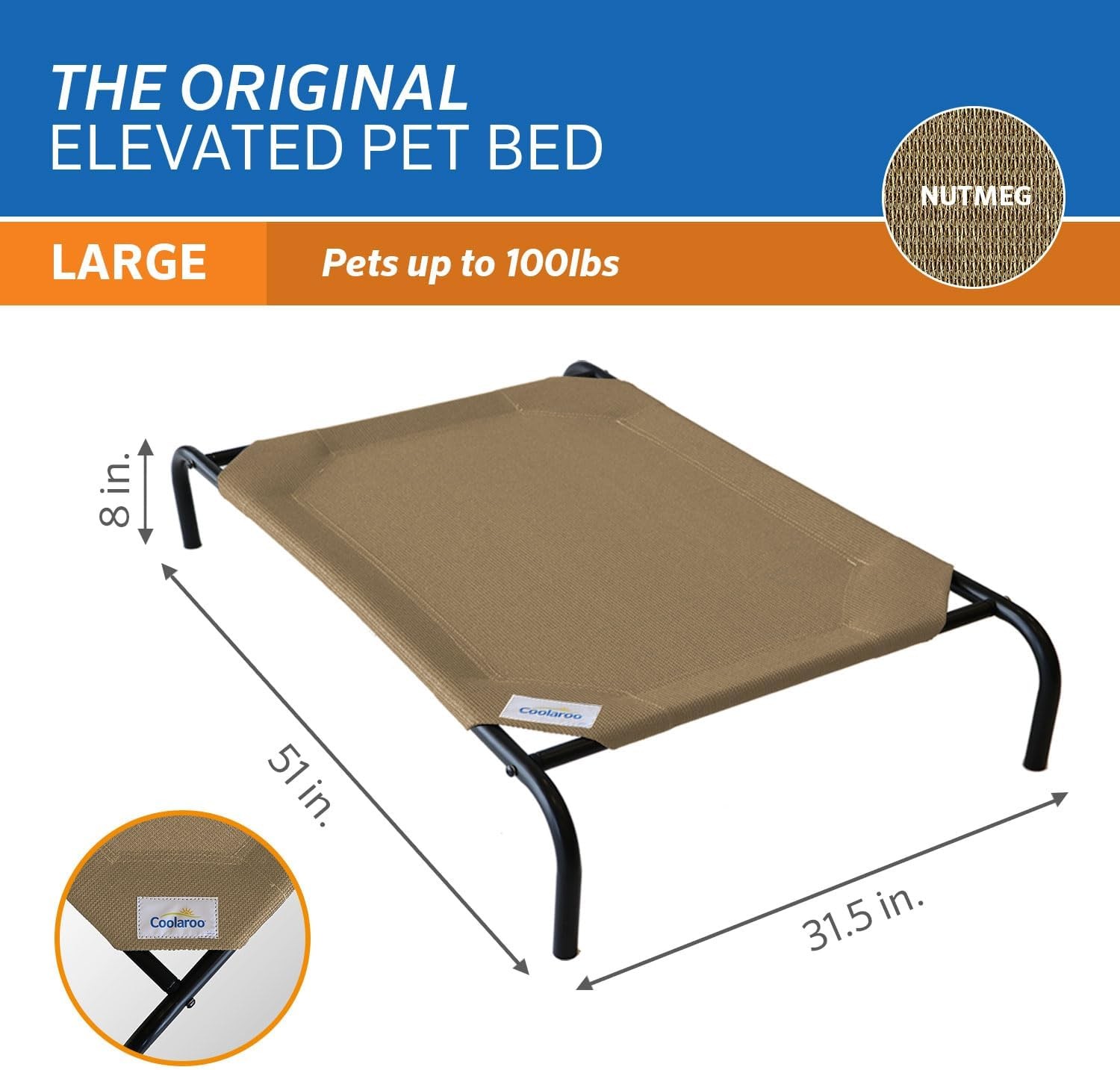 Coolaroo Original Elevated Dog Bed-Breathable Off-The-Ground Pet Bed with Coolin