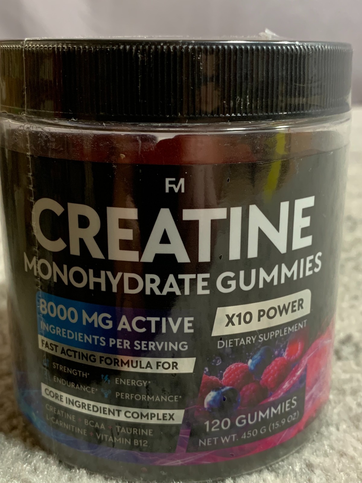 Creatine Monohydrate Gummies Complex 8000 Mg, Preworkout Gummies with Bcaa, L-ca