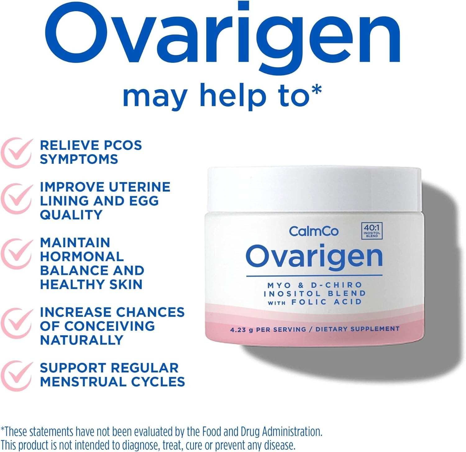Ovarigen Myo D-Chiro Inositol Hormone & Menstrual Support Supplement Folic Acid