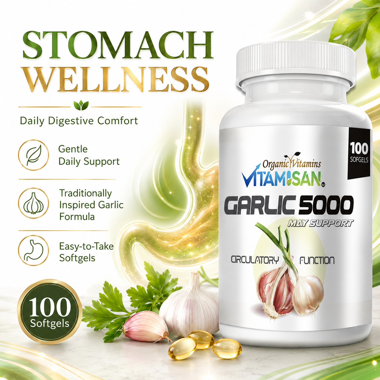 Aged Garlic Extract, garlic is a natural Immune Formula , 100 sofgels odor 5000