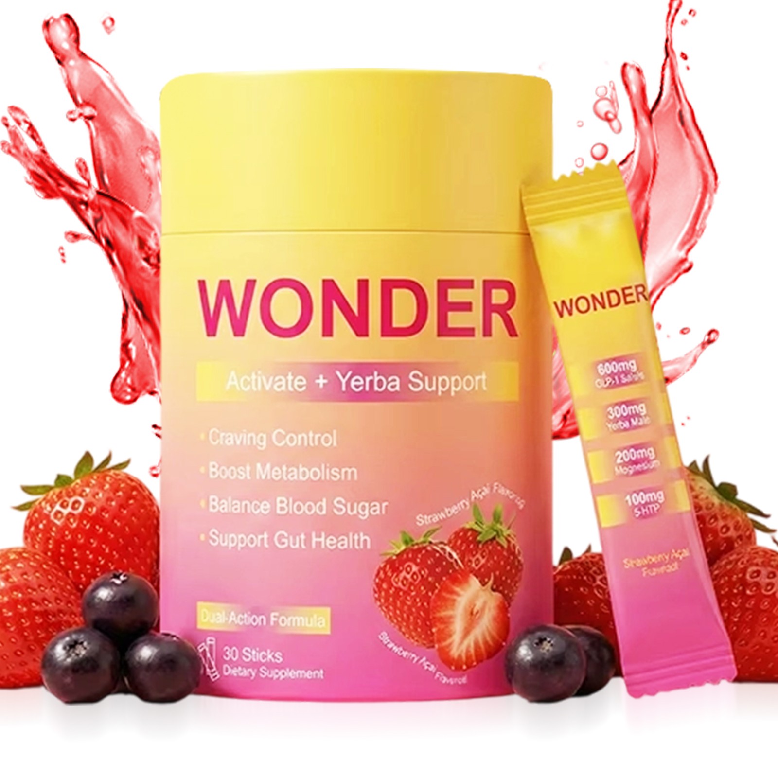 30 Servings Cutting Drink blend – 5-HTP, Yerba Mate & Magnesium Mixed Berry F…