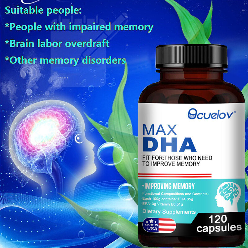 DHA Fish Oil Brain Booster IMPROVE MEMORY– Vegetarian Supplement 120 Capsules