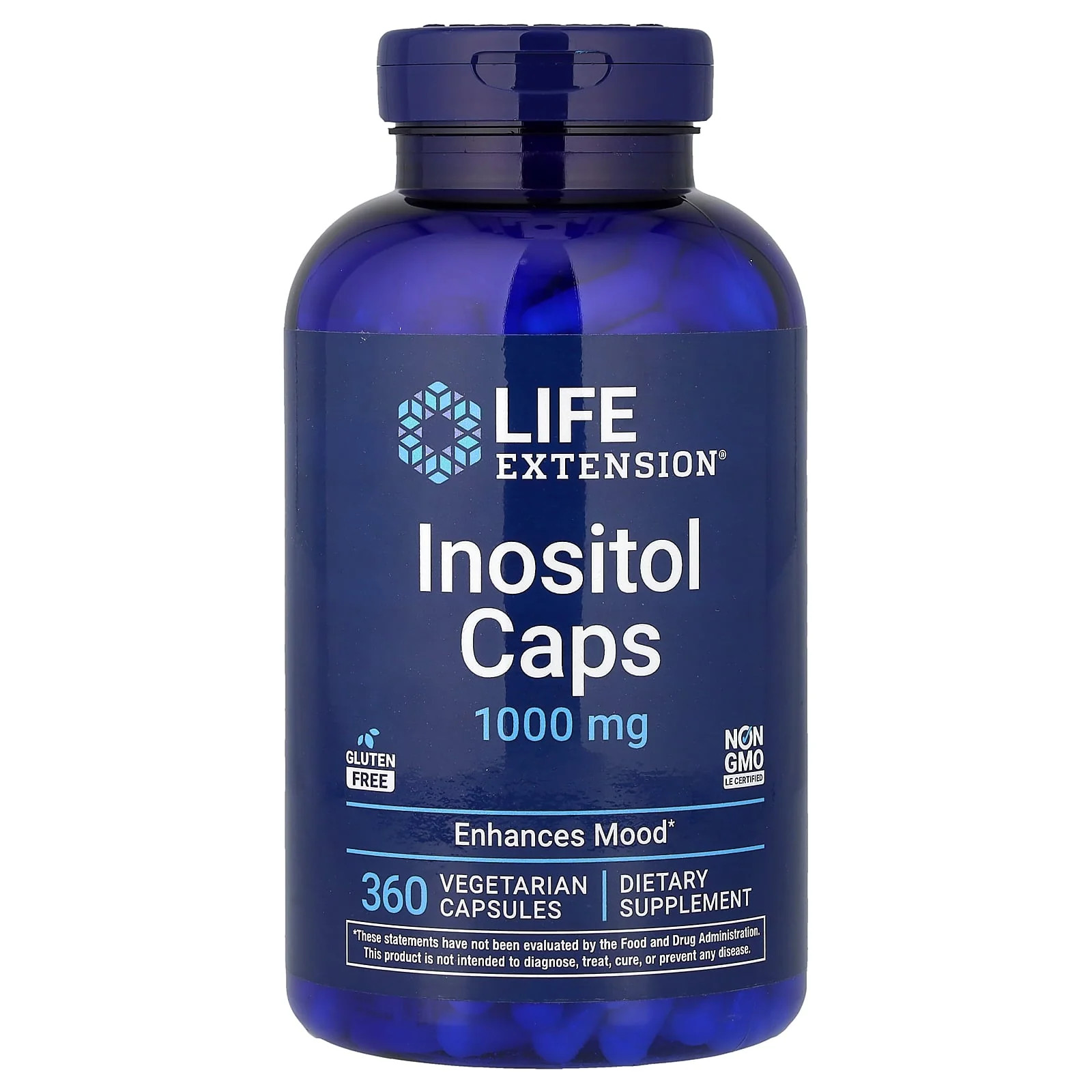 2 X Life Extension, Inositol Caps, 1,000 mg, 360 Vegetarian Capsules