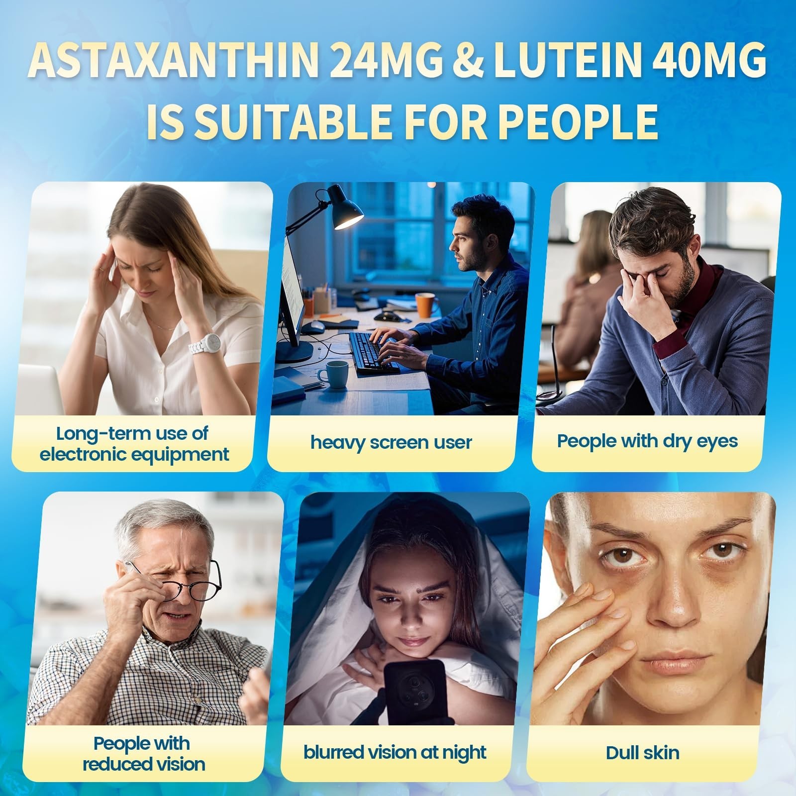 14-in-1 Astaxanthin 24mg & Lutein 40mg Supplements – 180 Softgels, Antioxidant,