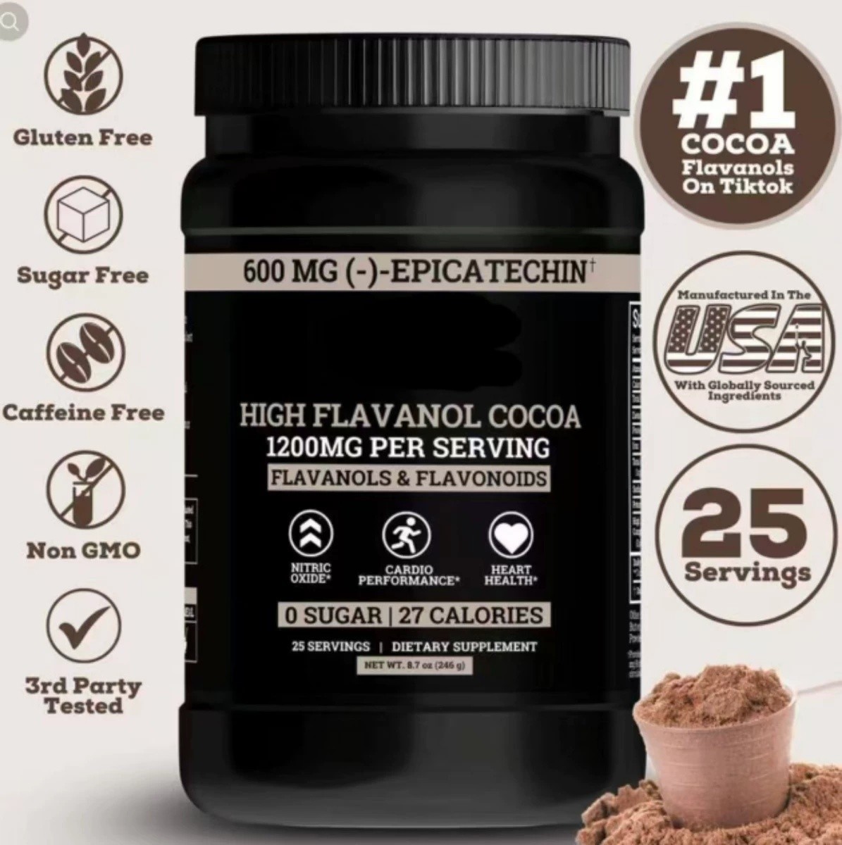 Black Flavanol Top-Quality Forest Cocoa 1200mg, Powder Rich in Flavonoids, An…