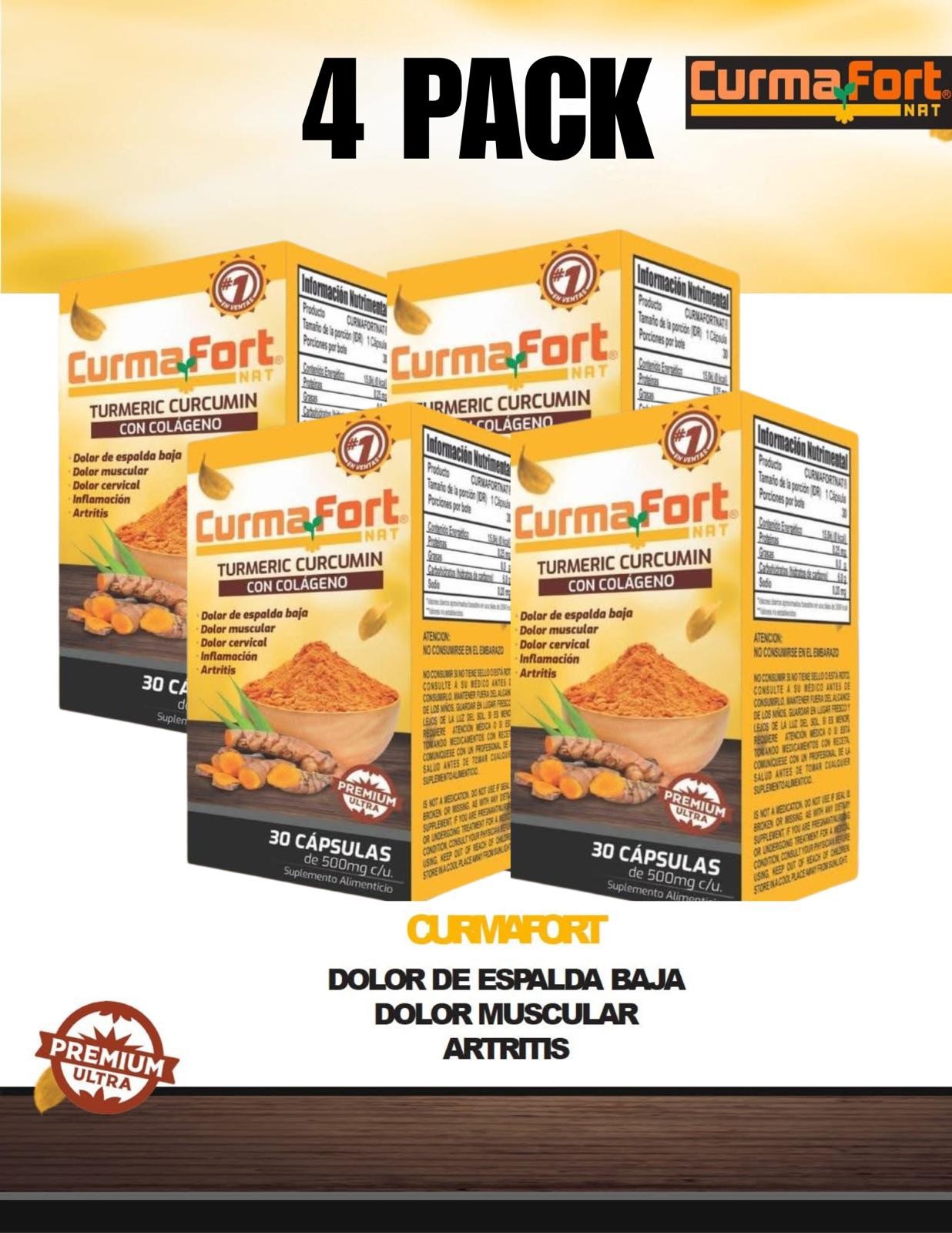 120 CAPSULES CURCUMIN with COLLAGEN CurmaFort curcuma Natural