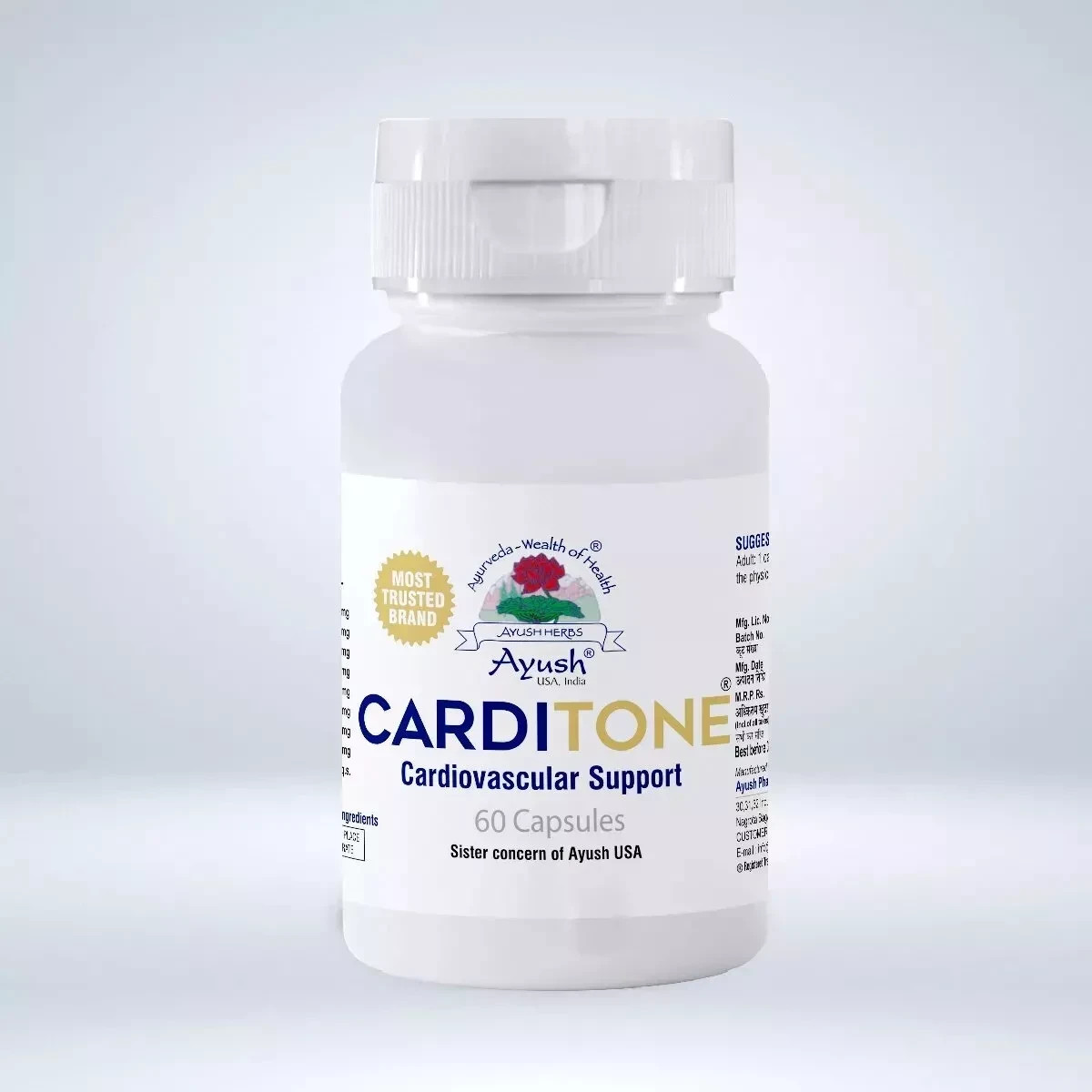 Carditone Ayush Herbs 60 caplet for Cardiovascular & Hypertension Support F/S.