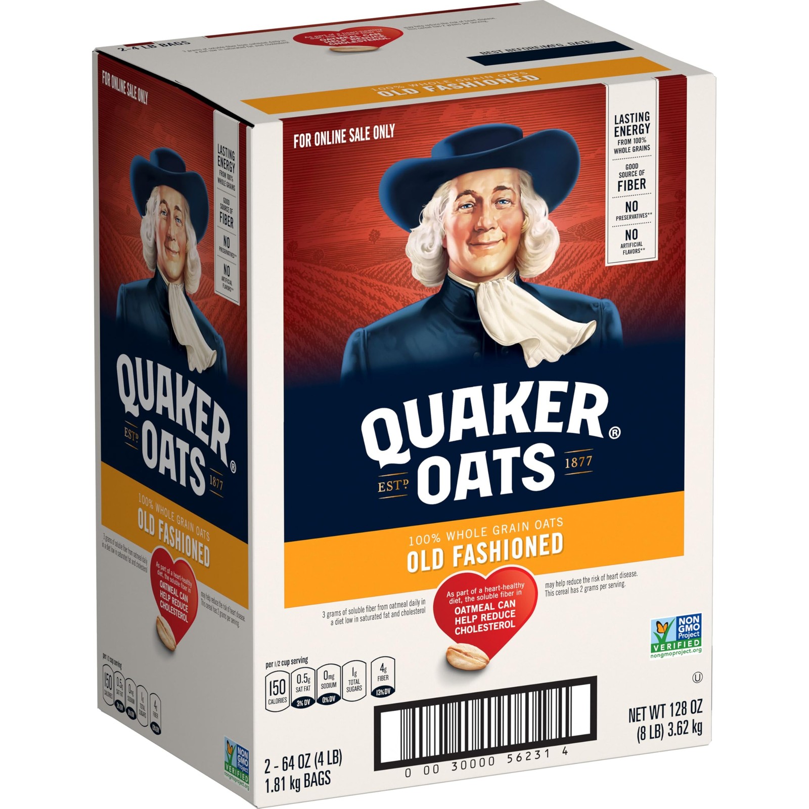 Quaker Old Fashioned Rolled Oats, Non GMO Project 64 Ounce (Pack of 2)