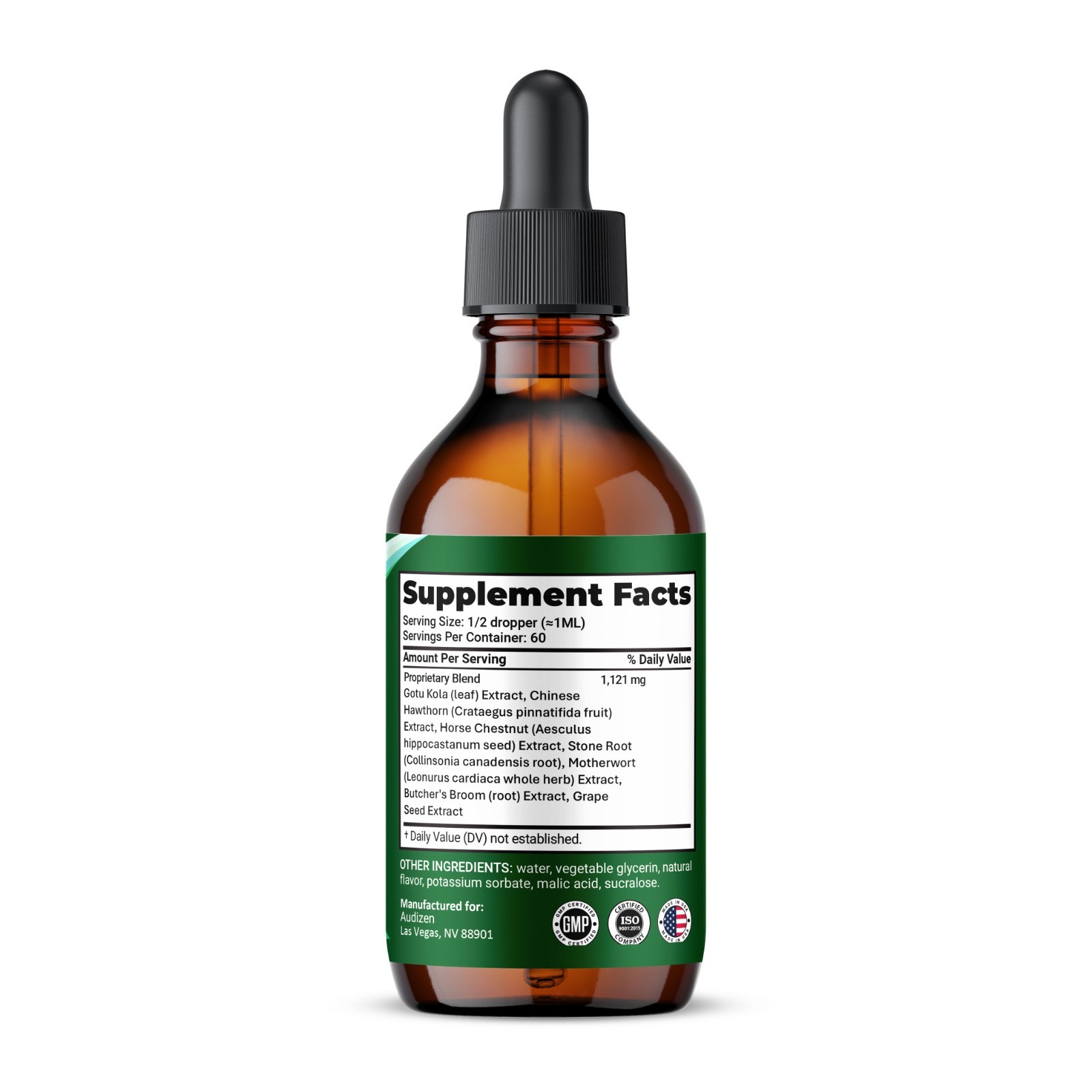 AudiZen Liquid Drops, All Natural Hearing and Ear Health Supplement (1 Pack)