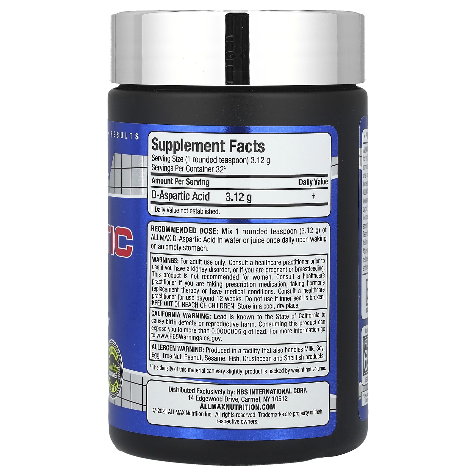 D-Aspartic Acid, 3.53 oz (100 g)