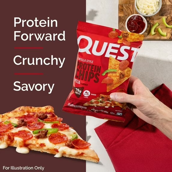 Quest Tortilla Style Protein Chips, 19g Protein, Baked, Pizza Flavor, 1.1oz Bags