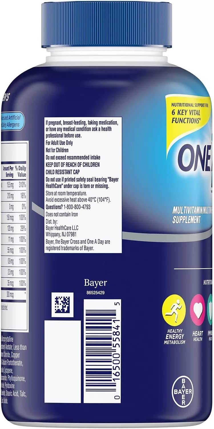 2 x One A Day Men’s Complete Multivitamin Tablets 300 Count each, EXP: 03/2024