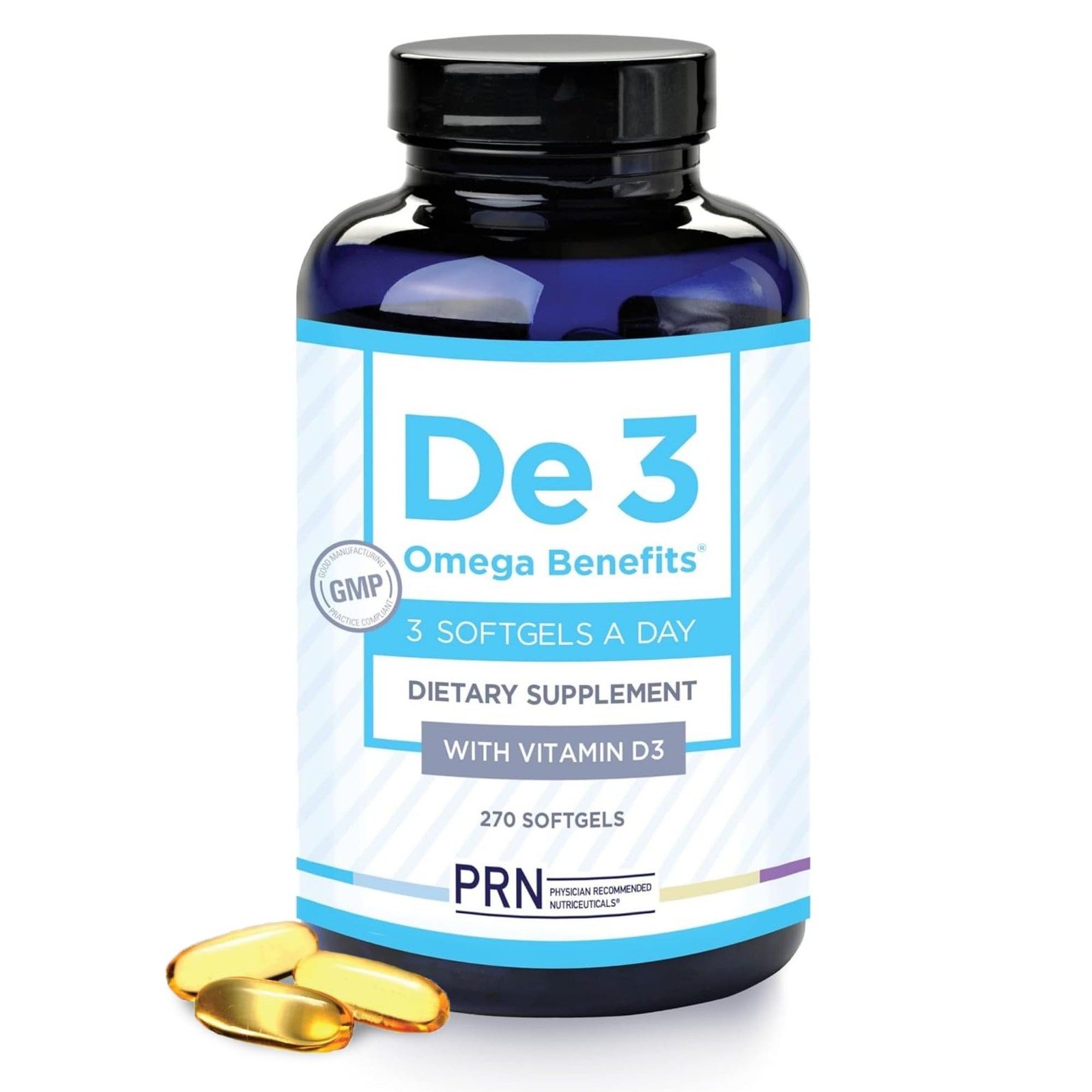 De3 Dry Eye Ultra Pure rTG Omega 3 – Support 270 Count (Pack of 1), Yellow