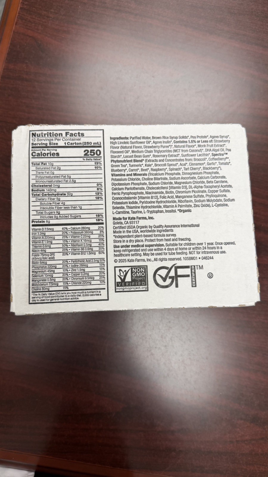 KATE FARMS Organic Nutrition Shake Strawberry Protein Pk 12 (EXP 3/28/27)