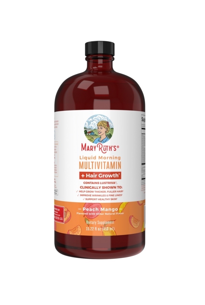 MARY RUTH’S® Liquid Morning MULTIVITAMIN +Hair Growth Supplement Peach Mango