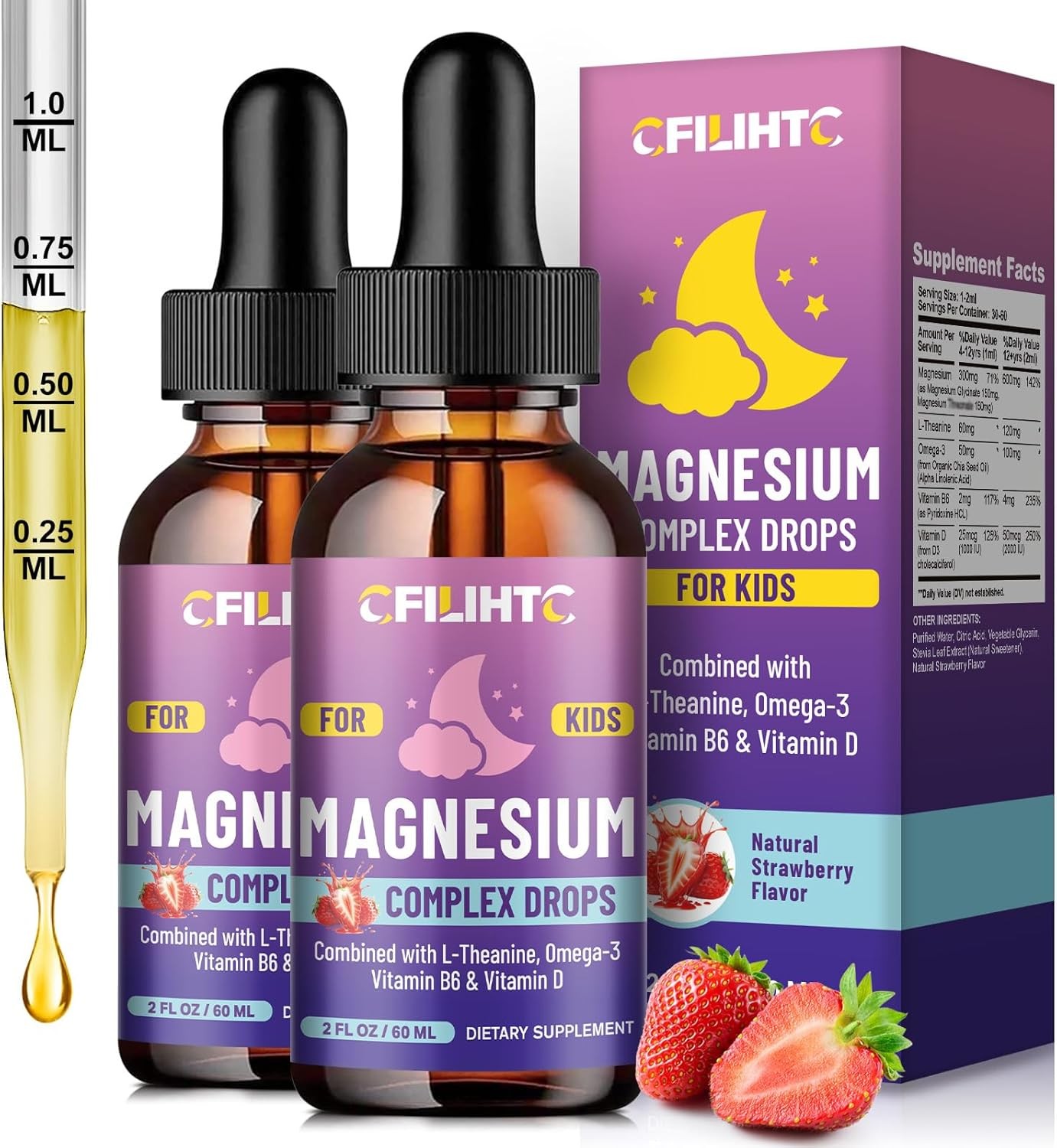 Kids Magnesium Liquid Drops-Magnesium Glycinate Liquid Designed for Kids
