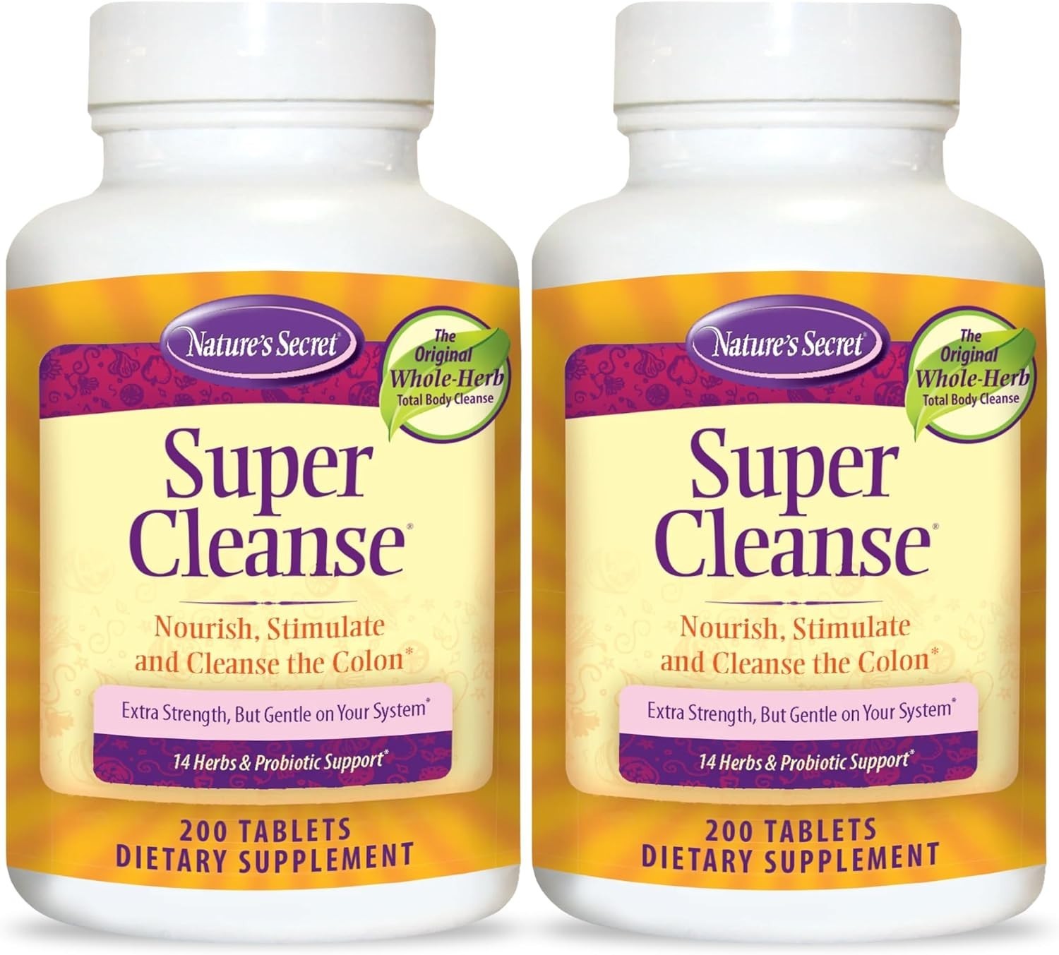 Nature s Secret Super Cleanse 200 Tablets No Artificial Colors pack of 2