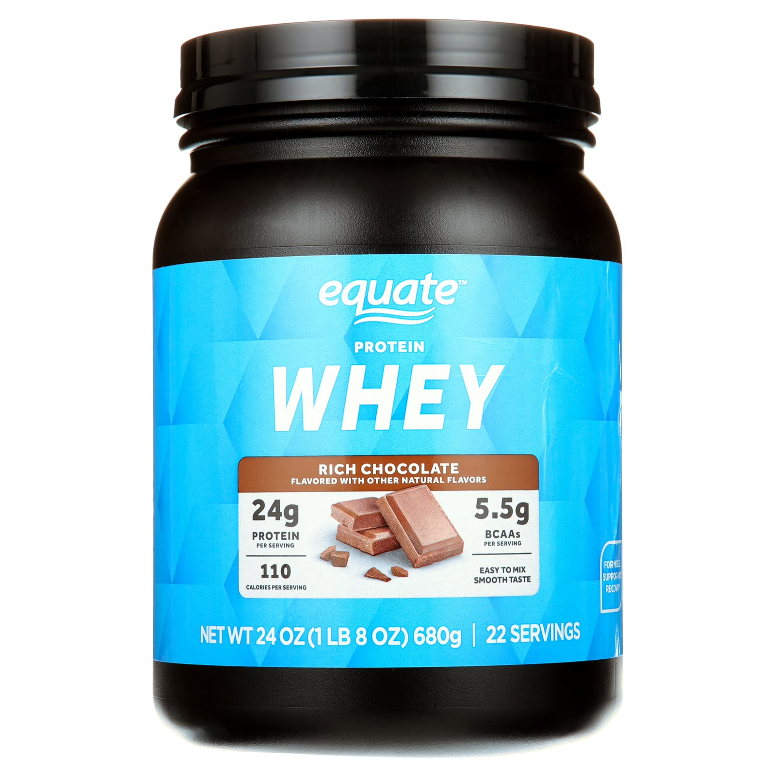 2 Pack Equate Whey Protein Powder, Rich Chocolate, 24 oz