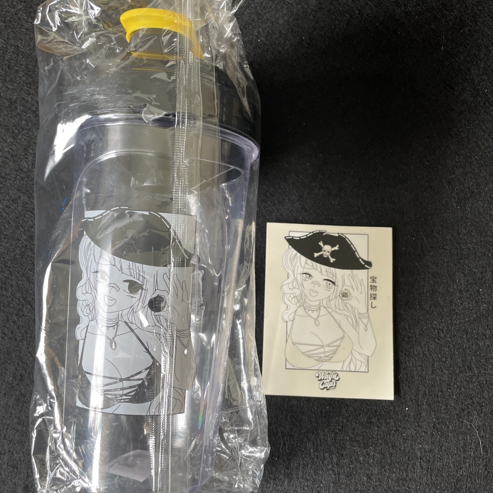 NEW Gamer Supps Waifu Cup Pirate Shaker & Sticker Still In Plastic Free Shipping