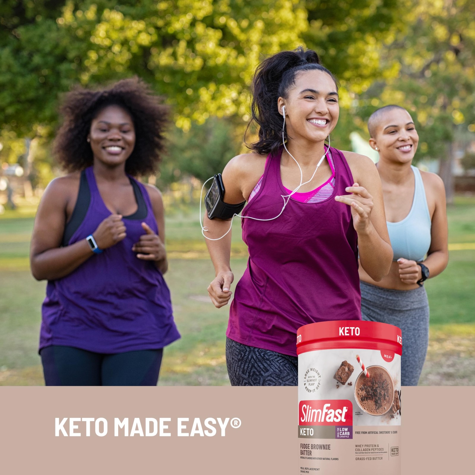 SlimFast Keto Meal Replacement Shake, Fudge Brownie Batter Low Carb Keto Protein