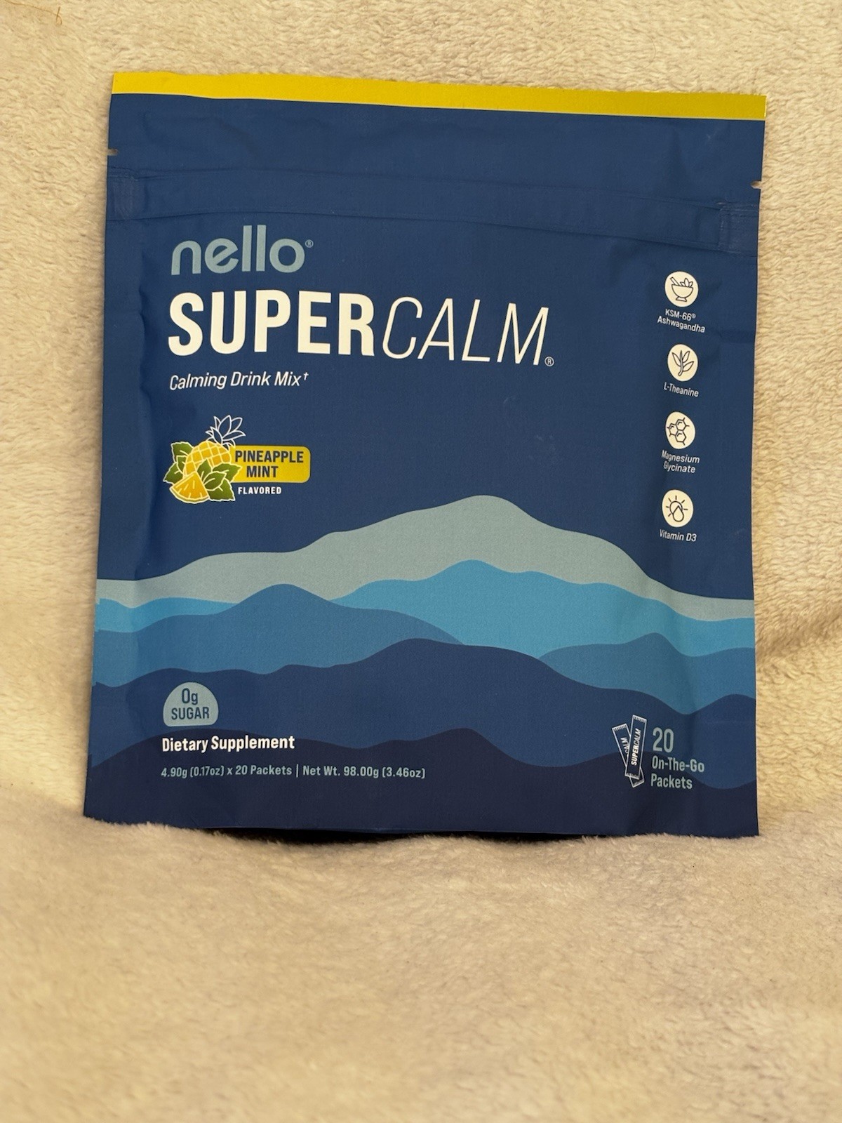 Nello SuperCalm Calming Drink Mix Pineapple Mint Flavored 20 On The Go Packets