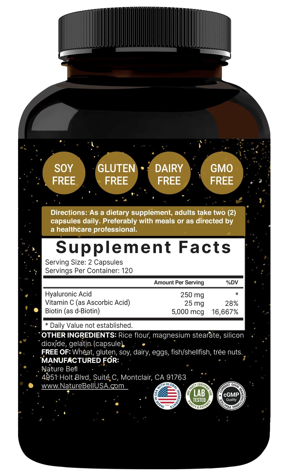 NatureBell Hyaluronic Acid Supplements 250mg | 240 240 Count (Pack of 1)