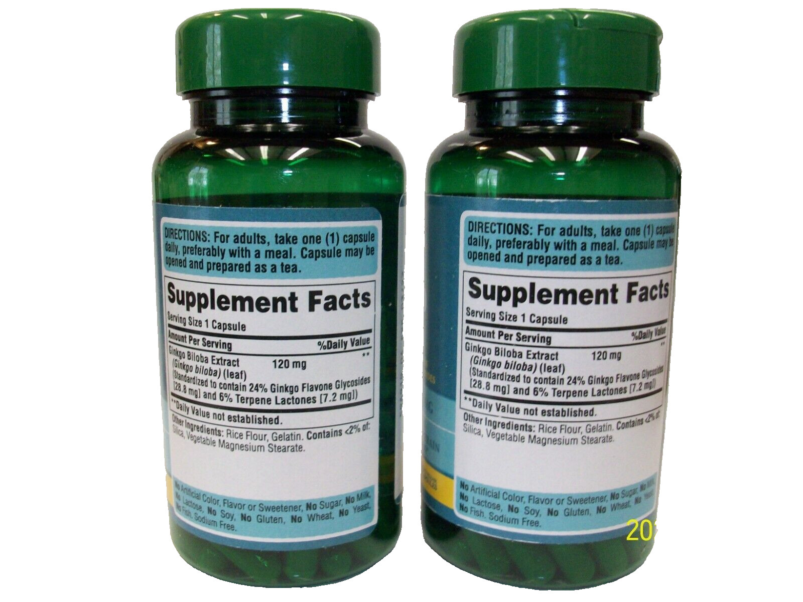 Ginkgo Biloba 120 mg 100 Capsules (2 Pack) Supports Healthy Brain Function