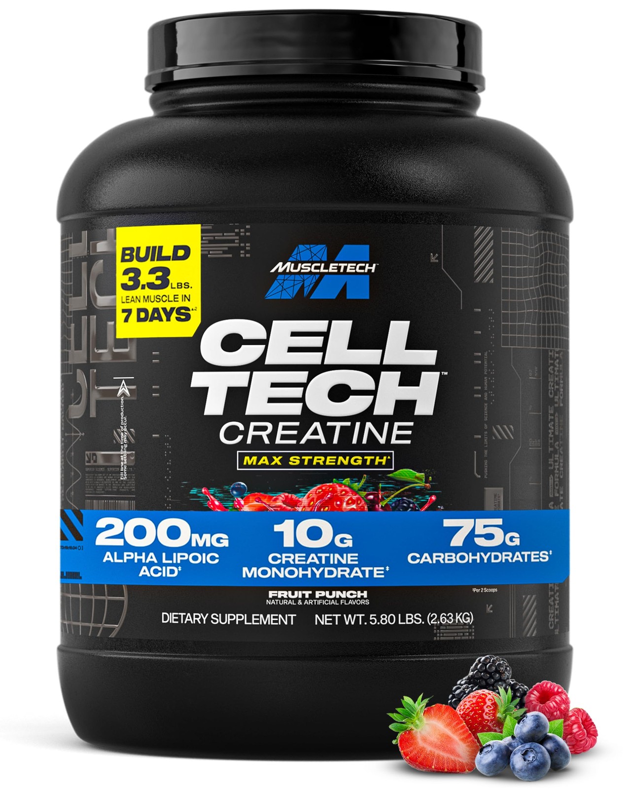 MuscleTech Creatine Monohydrate Powder – Cell-Tech 6 Pound (Pack of 1), White