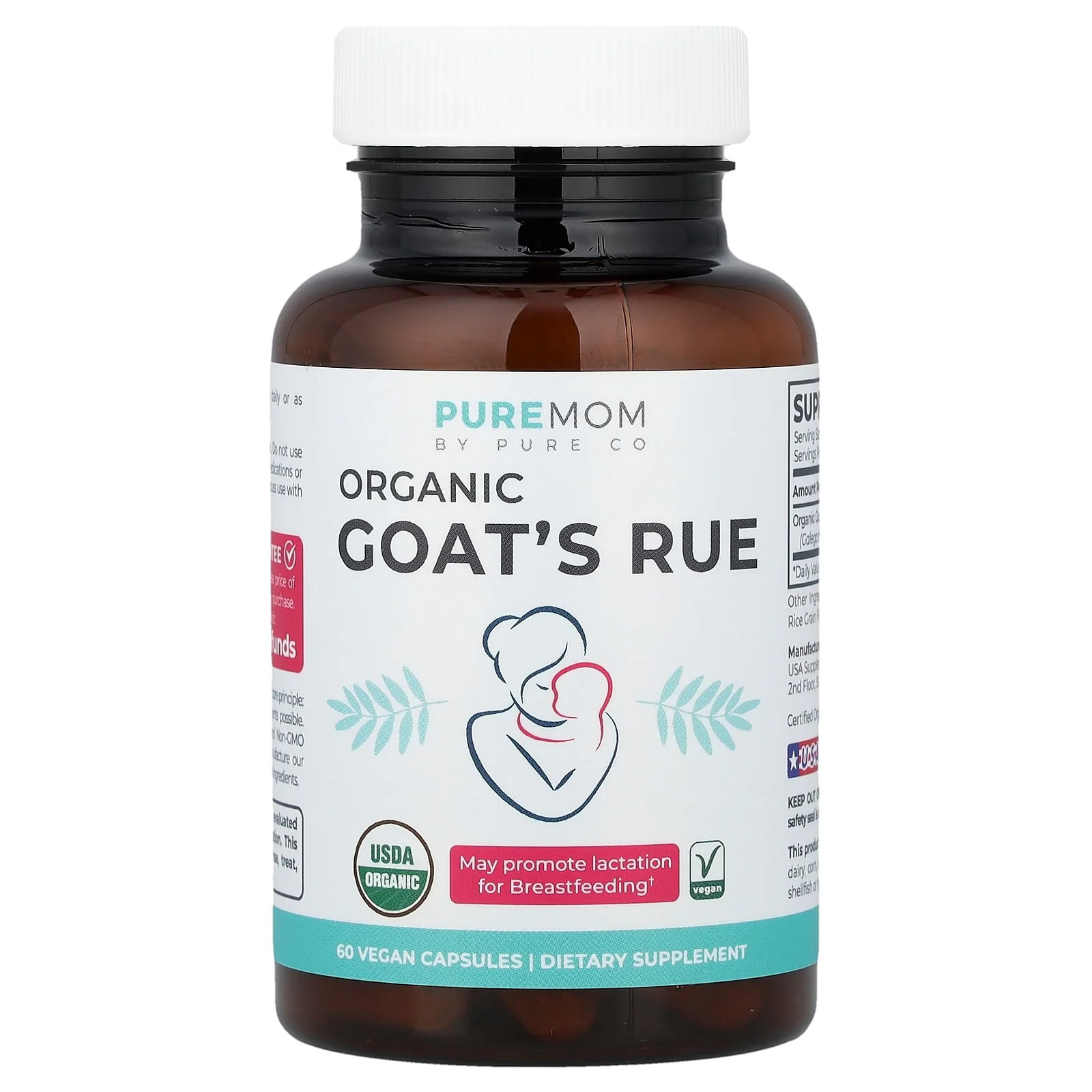 2 X Pure Co., Organic Goat’s Rue, 60 Vegan Capsules (375 mg per Capsule)
