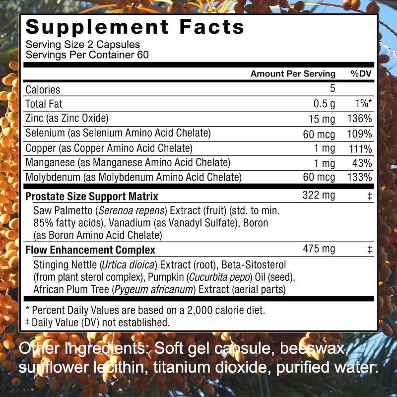 Saw Palmetto Capsules 322 Mg – Supports Prostate And Urinary Health In Men 120×2