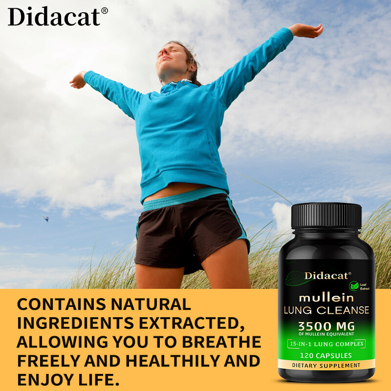 Mullein Leaf Extract 3500 mg Lung Cleanse Respiratory Herbal Capsules – 120caps