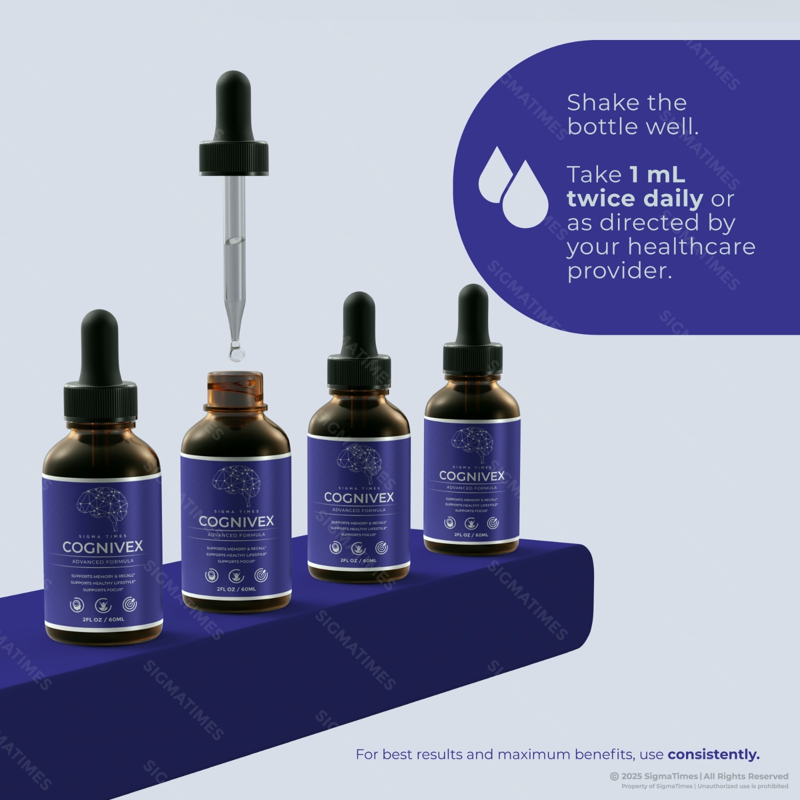 Cognivex Drops, Liquid Supplement to Support Brain Health & Memory – 5 Pack