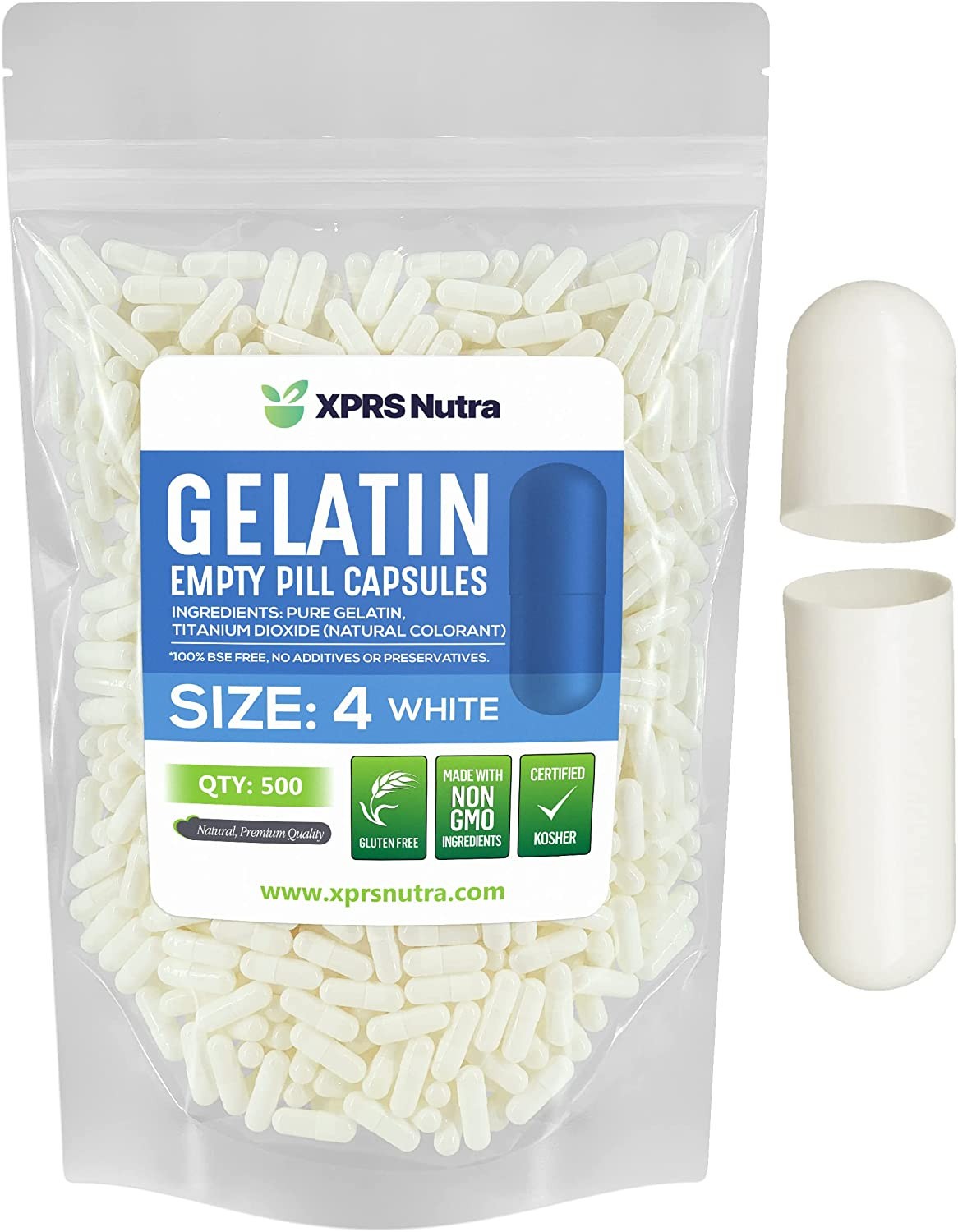 Capsules Express Size 4 White Empty Gelatin Capsules Kosher Gel Pill Gelcaps DIY