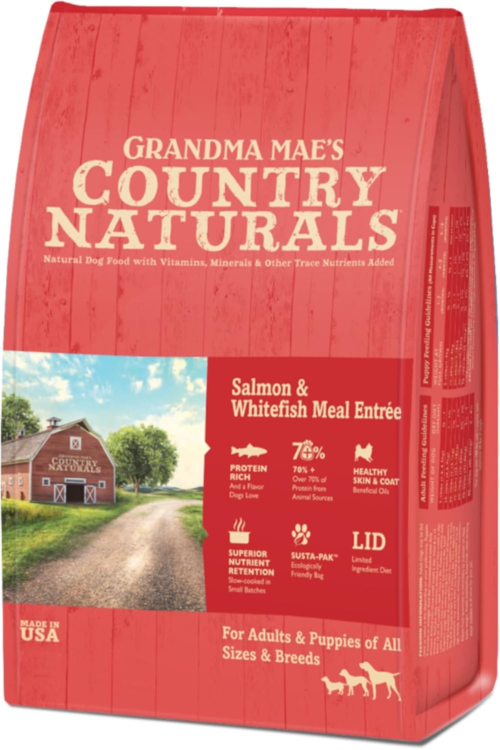Grandma Mae’s Country Naturals Dry Dog Food,Salmon,Whitefish & Brown Rice,Slow C