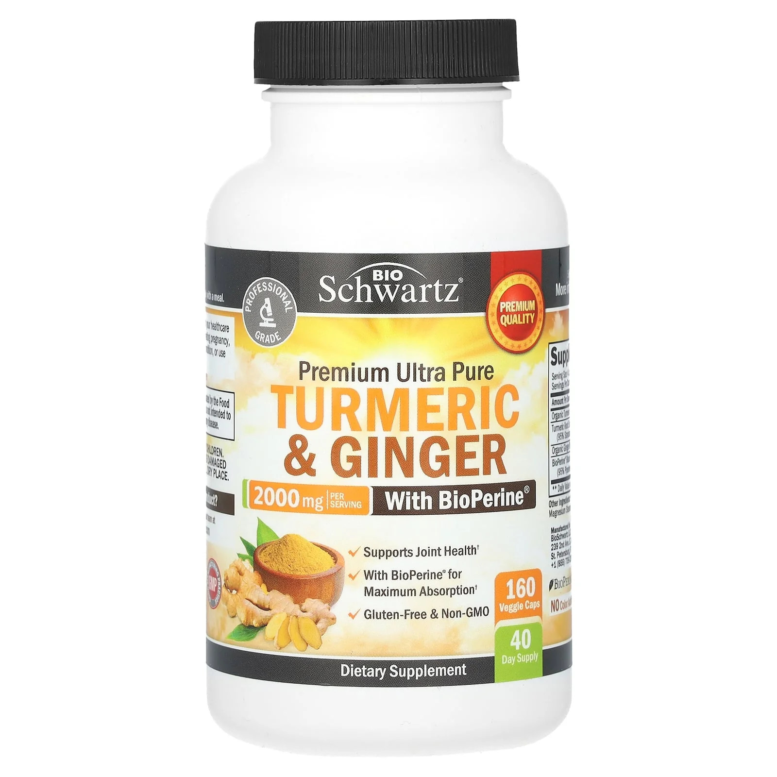 2 X BioSchwartz, Premium Ultra Pure Turmeric & Ginger With BioPerine, 2,000 mg,