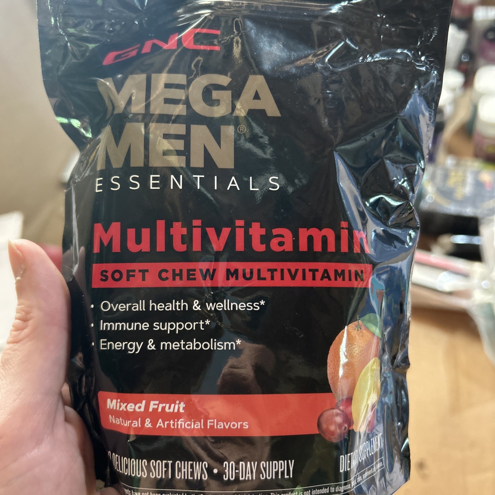 GNC Mega Men Soft Chew Multivitamin | Energy & Metabolism Support | Gluten Free