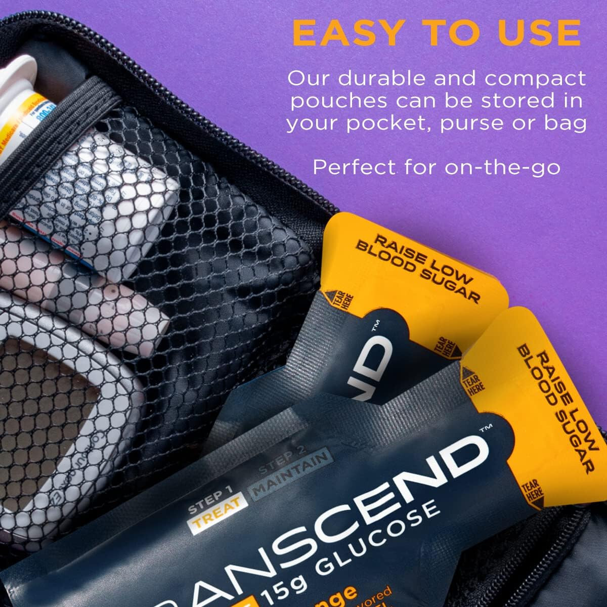 Transcend 15g Glucose Gel Packs Raise Blood Sugar Support – Orange 15 Pack