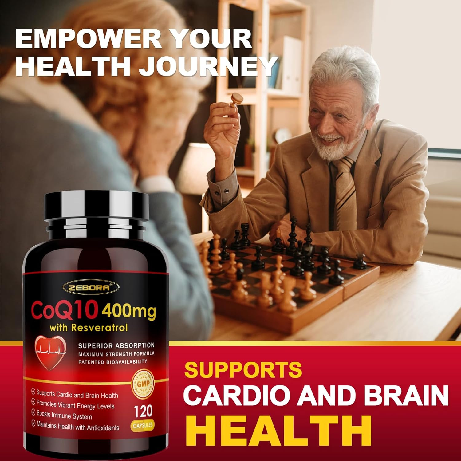 ZEBORA Coq10-400Mg with Trans-Resveratrol, PQQ & Vitamin E – High Absorption Coe