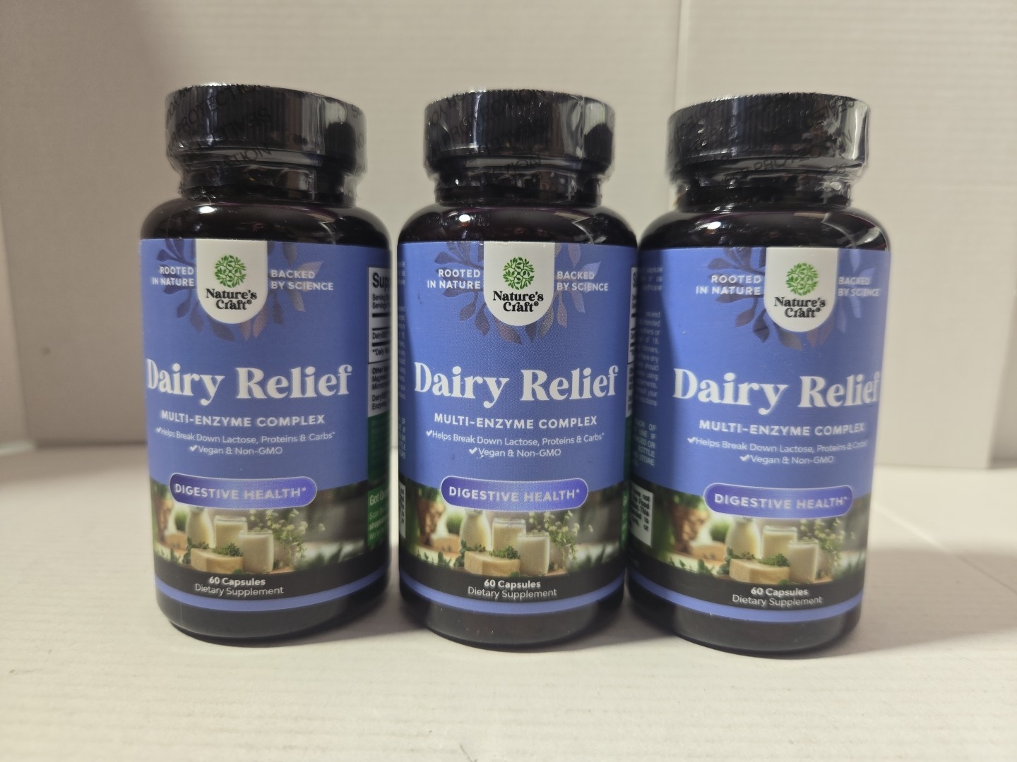 3 X Lactose Intolerance Pills 60 Days Fast Acting Dairy Digestive Enzyme 60ct