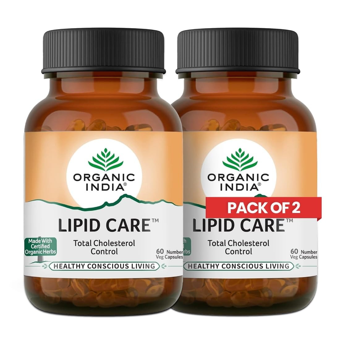 organic india Lipidcare 60 Capsules Bottle – Pack of 2